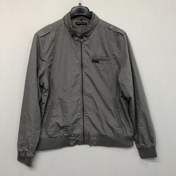 Members Only Men Full Zip Bomber Jacket Size Extra Large Gray Polyester B286 -29